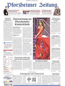 Titelblatt der Zeitschrift Pforzheimer Zeitung