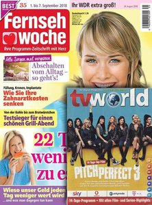 Titelblatt der Zeitschrift Fernsehwoche mit tv world im Prämienabo