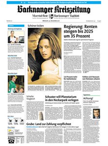 Titelblatt der Zeitschrift Backnanger Kreiszeitung