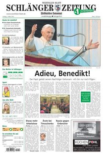 Titelblatt der Zeitschrift Die Lokalzeitung - SCHLÄNGER ZEITUNG