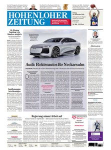 Titelblatt der Zeitschrift Hohenloher Zeitung