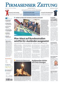 Titelblatt der Zeitschrift Pirmasenser Zeitung