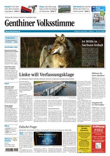 Titelblatt der Zeitschrift Genthiner Volksstimme