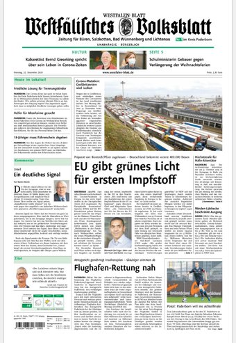 WESTFÄLISCHES VOLKSBLATT -  Zeitung für Büren, Salzkotten, Bad Wünnenberg und Lichtenau